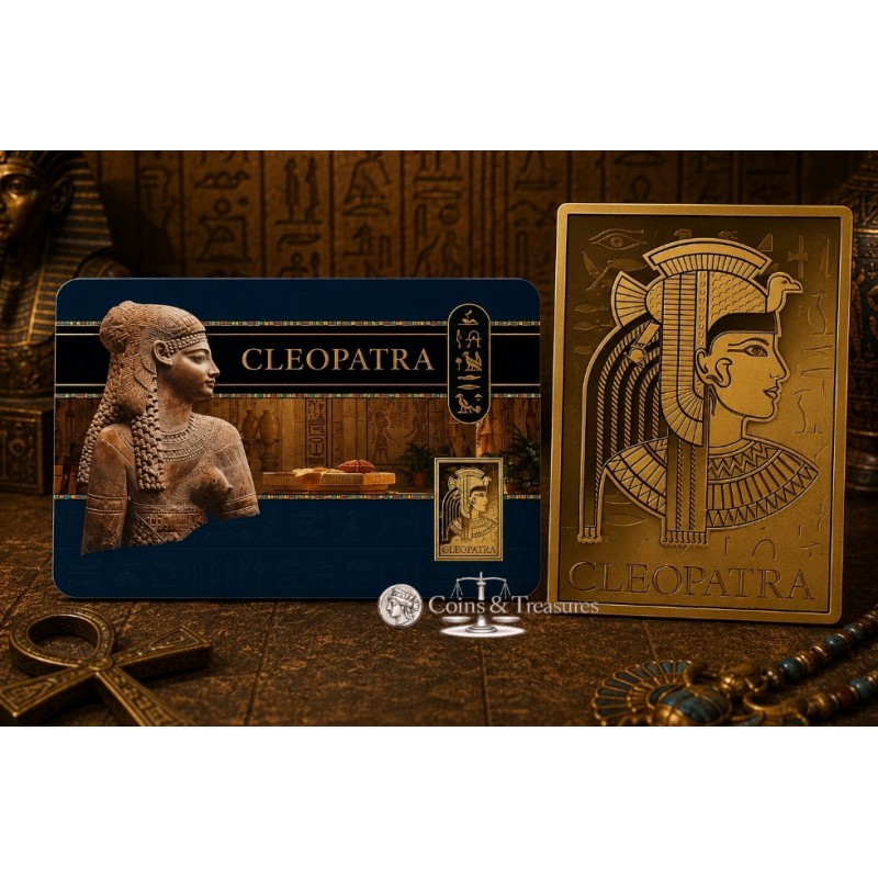 CLEOPATRA 1/1000 Oz .999 Gold in Coin card 3000 Francs Chad 2024 GOLD AND SILVER BULLION