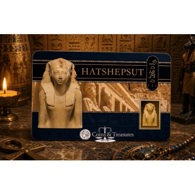 Hatshepsut 1/1000 Oz .999 Gold in Coin card 