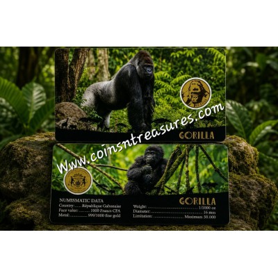 AFRICAN ANIMALS SERIES GORILLA 1/1000 Oz Gold Coin