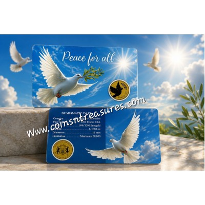 PEACE DOVE 1/1000 Oz Gold Coin 1000 Francs Gabon