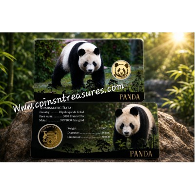 Big Five of Asia animals Panda 1/1000 Oz Gold Coin