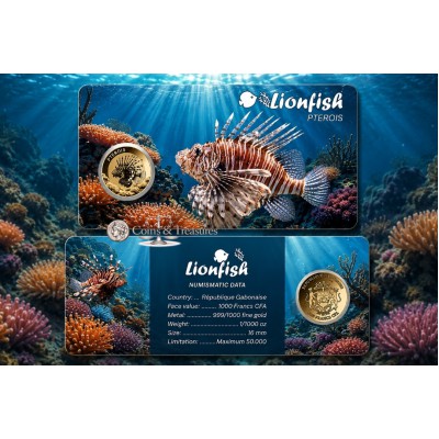 LIONFISH 1/1000 Oz Gold coin 3000 Francs Chad 2025