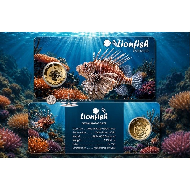 LIONFISH 1/1000 Oz Gold coin 3000 Francs Chad 2025 GOLD AND SILVER BULLION