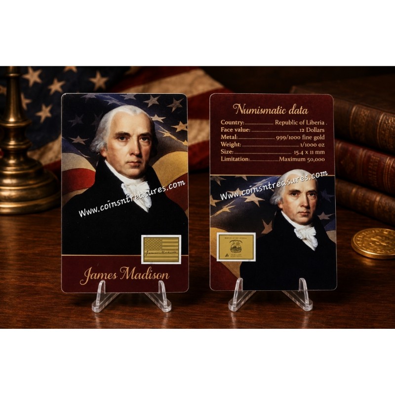 Presidents of the USA James Madison 1/1000 Oz Gold Coin GOLD AND SILVER BULLION