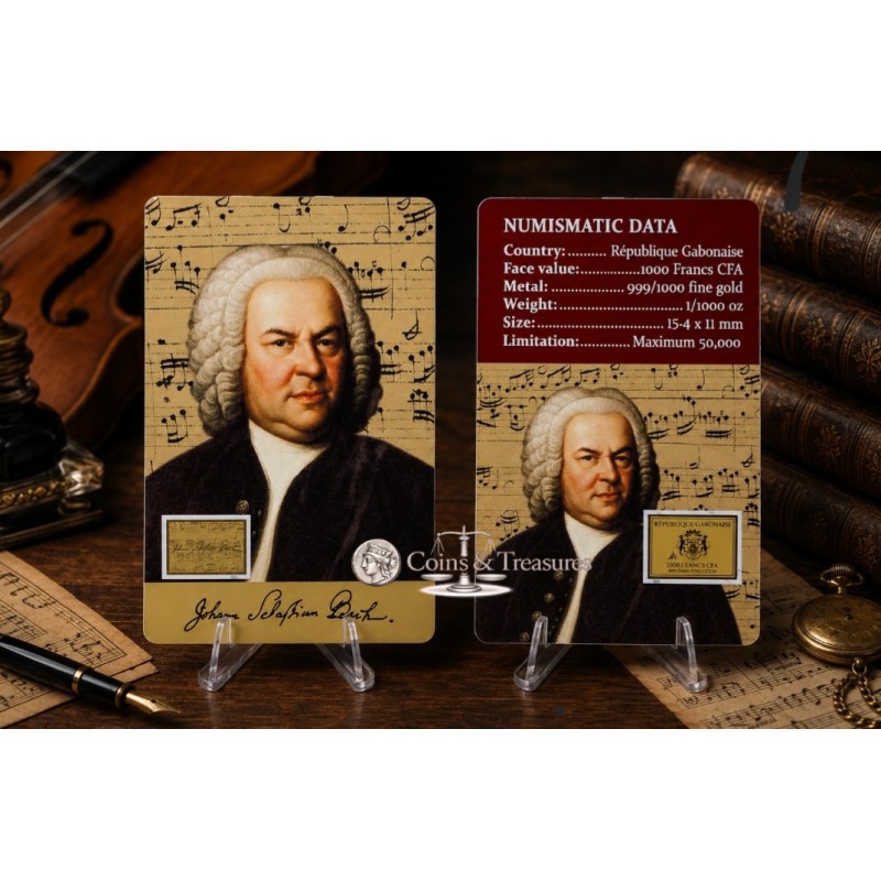 Bach Classical Composer 1/1000 Oz Gold Coin card GOLD AND SILVER BULLION
