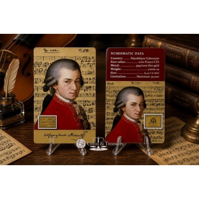 Mozart Classical Composer 1/1000 Oz Gold Coin card