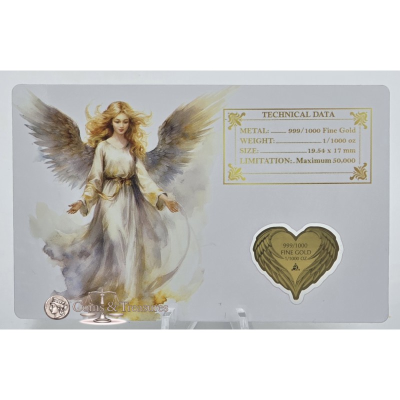 GUARDIAN ANGEL III 1/1000 Oz .999 Gold in Coin card 2023 GOLD AND SILVER BULLION