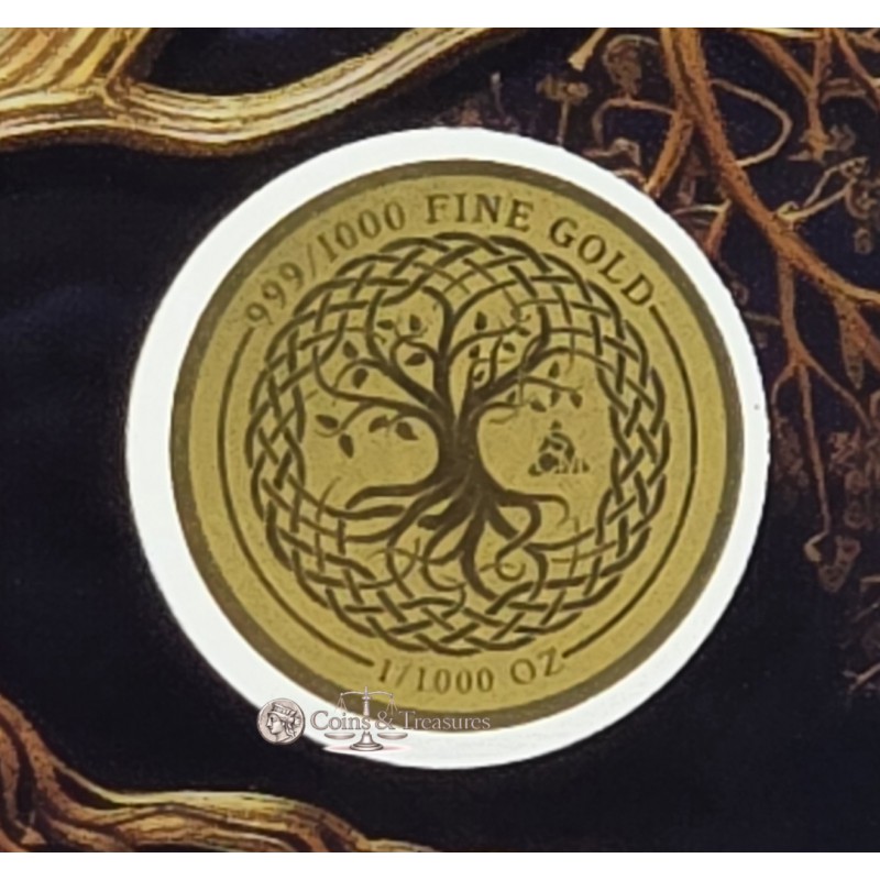 TREE OF LIFE 1/1000 Oz Gold Coin medal 999 card GOLD AND SILVER BULLION