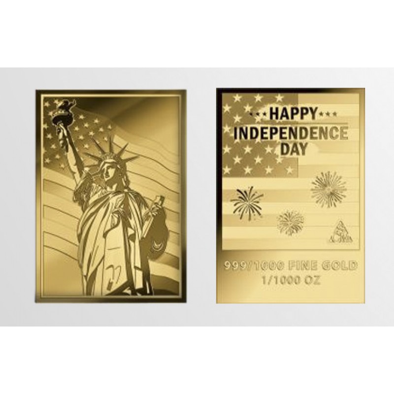 USA Independence Day 1/1000 Oz 999 Gold in Coin card 2026 GOLD AND SILVER BULLION