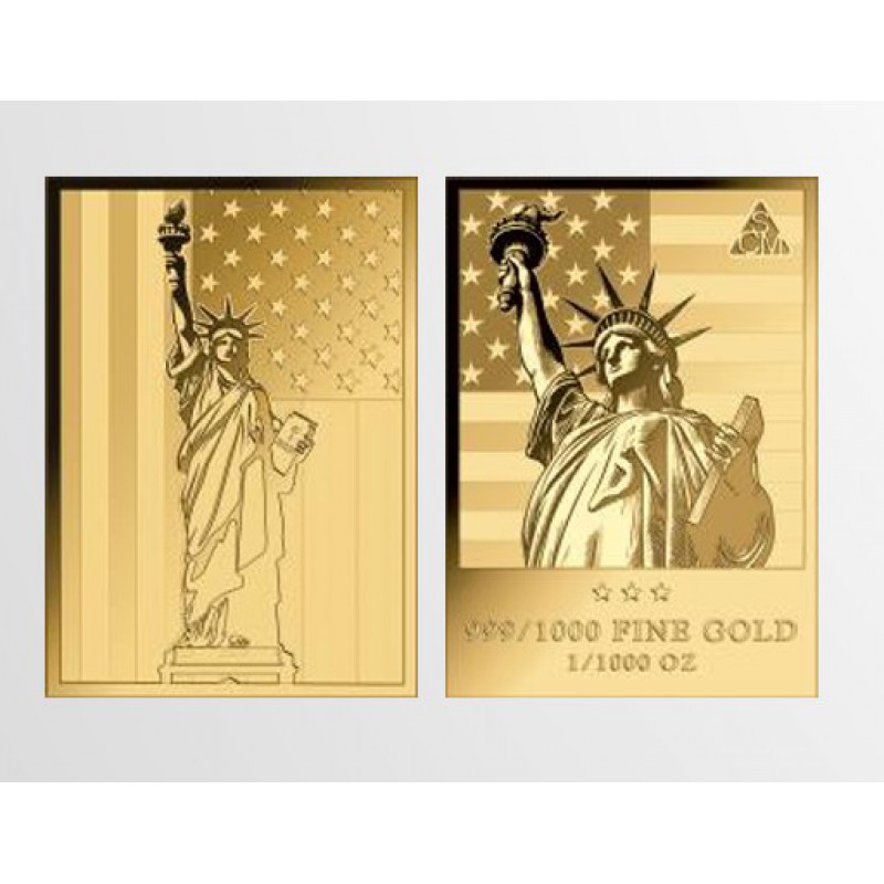 USA Statue of Liberty 1/1000 Oz 999 Gold in Coin card 2026 GOLD AND SILVER BULLION