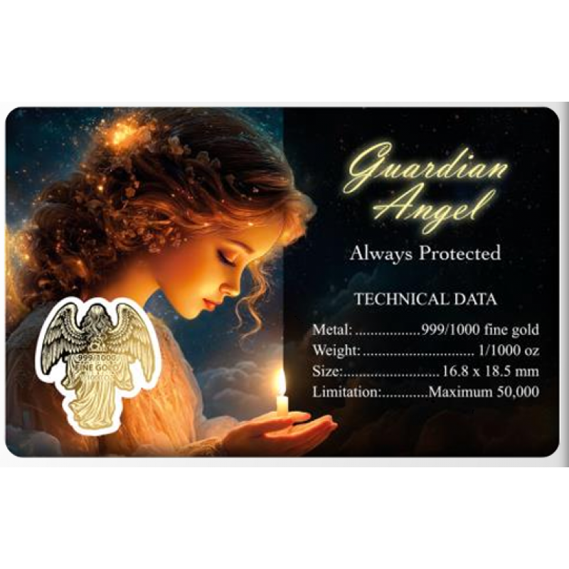 GUARDIAN ANGEL IV 1/1000 Oz .999 Gold in Coin card  GOLD AND SILVER BULLION