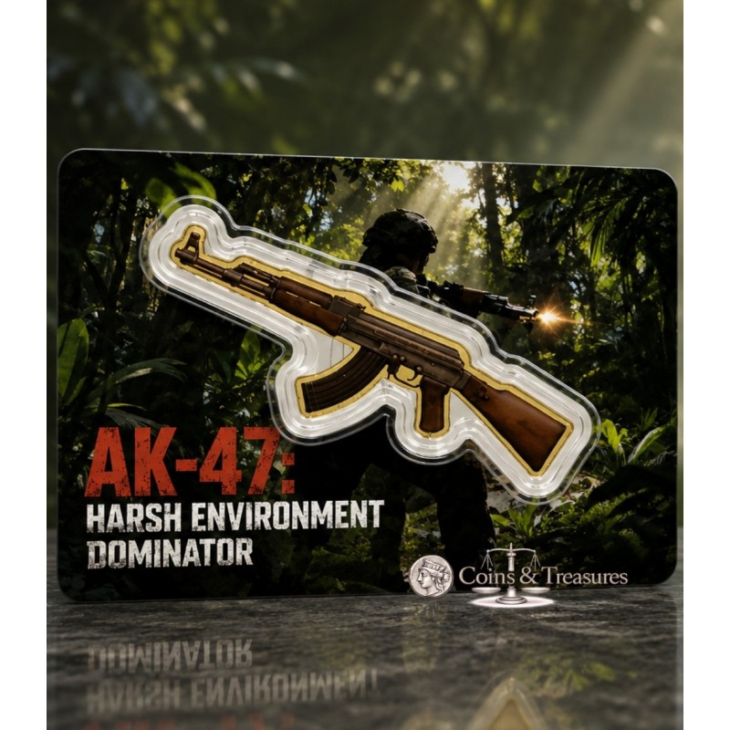 AK-47 Shaped 1/1000 Oz Gold Coin AK 47 Liberia 2026 GOLD AND SILVER BULLION