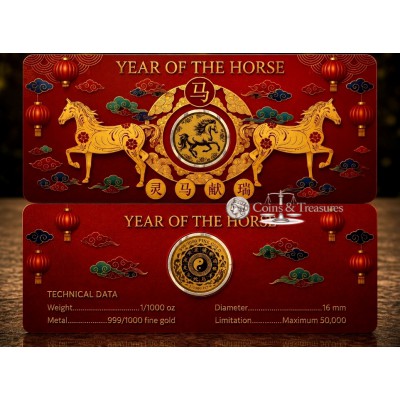 YEAR OF THE SNAKE 1/1000 Oz .999 Gold in Coin card 2025