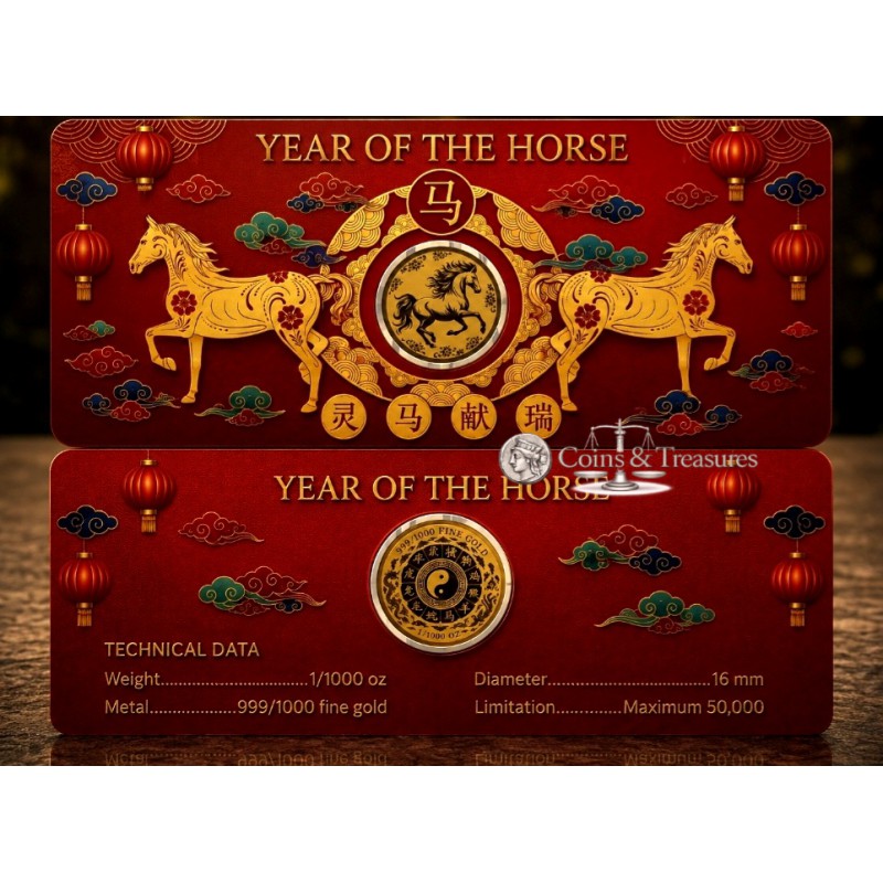 YEAR OF THE SNAKE 1/1000 Oz .999 Gold in Coin card 2025 GOLD AND SILVER BULLION