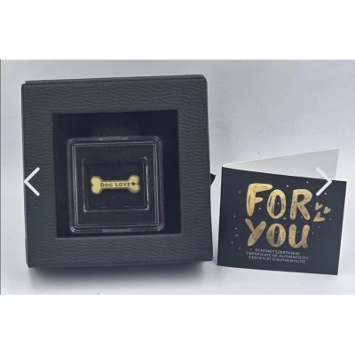Dog Love 1/1000 Oz 999 Gold Bone Coin 3000 Francs Chad