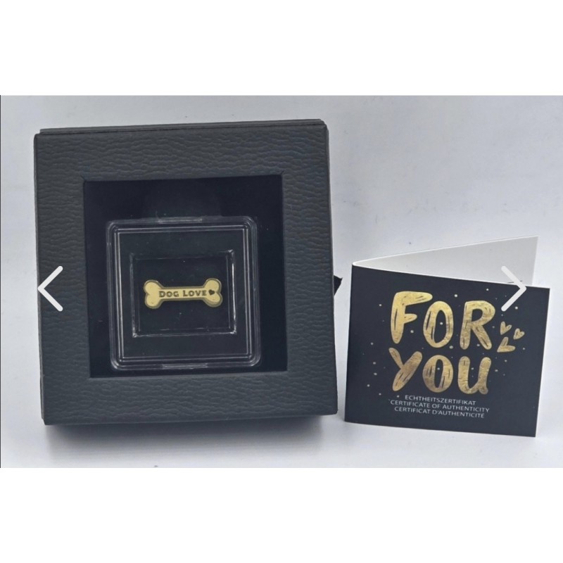 Dog Love 1/1000 Oz 999 Gold Bone Coin 3000 Francs Chad GOLD AND SILVER BULLION