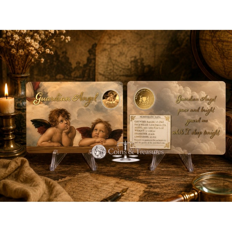 GUARDIAN ANGEL II 1/1000 Oz .999 Gold in Coin card 2024 GOLD AND SILVER BULLION