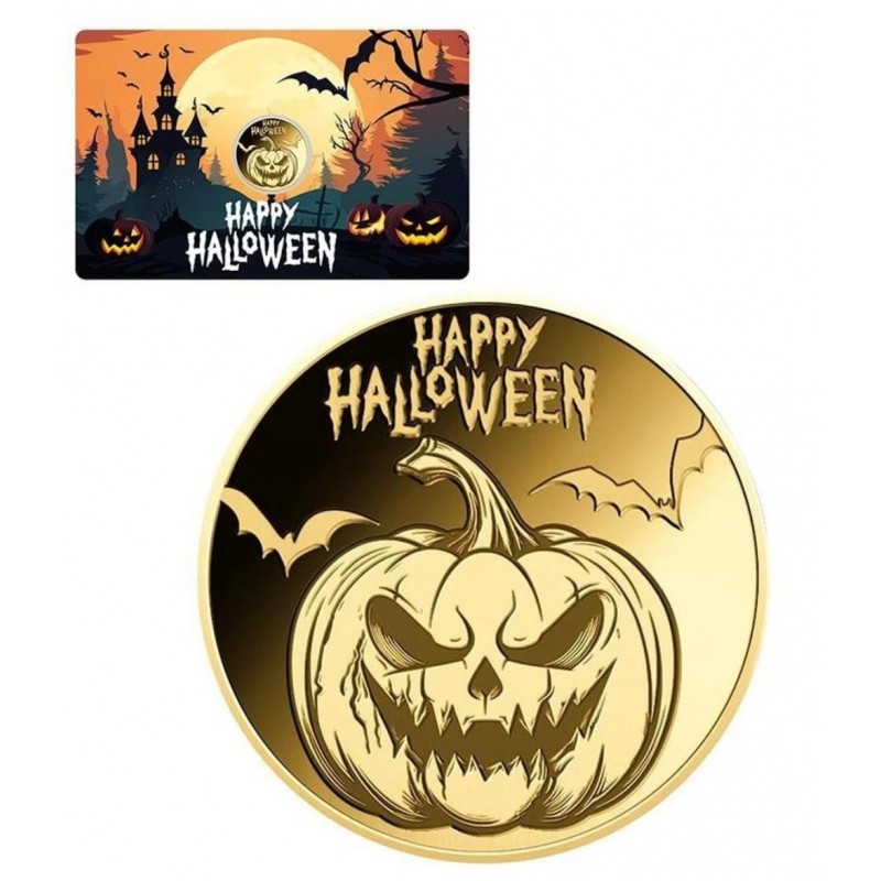 HALLOWEEN PUMPKIN 1/1000 Oz Gold .999 Coin Chad GOLD AND SILVER BULLION