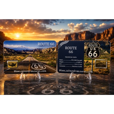 USA Route 66 1/1000 Oz .999 Gold in Coin card 2026