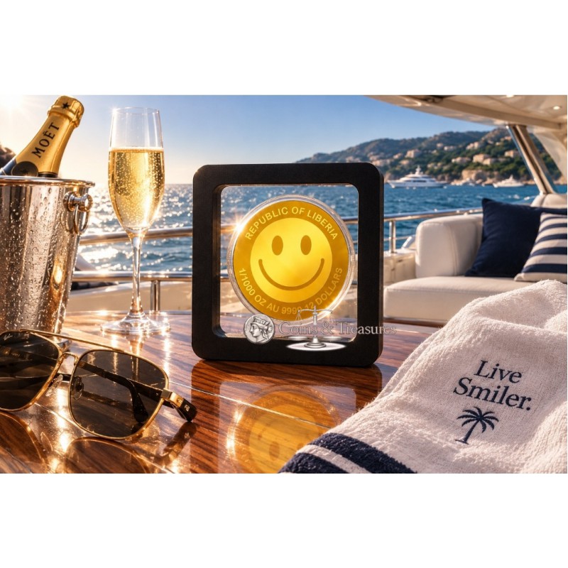 SMILEY 1/1000 Oz Gold Coin 12$ Liberia 2026 GOLD AND SILVER BULLION