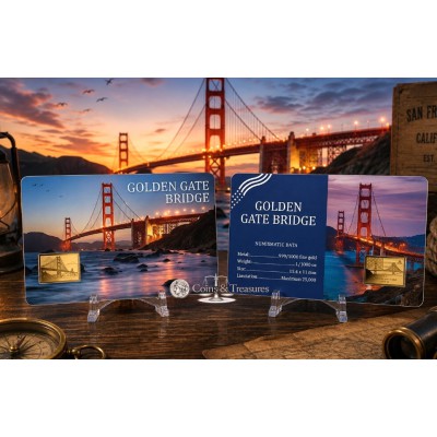 USA Golden Gate Bridge 1/1000 Oz 999 Gold in Coin card 2026