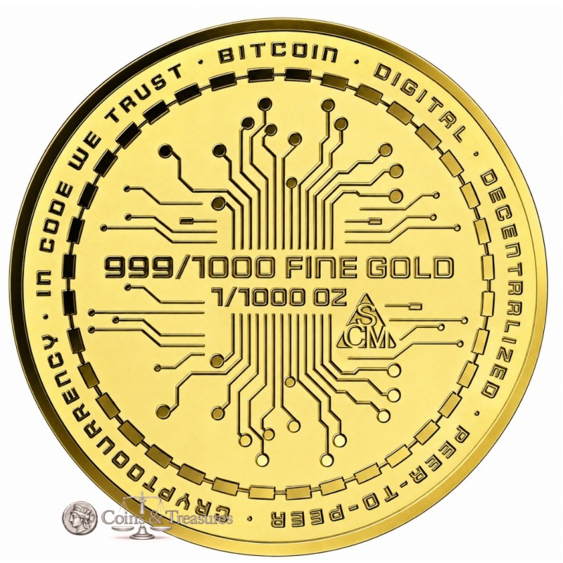 Bitcoin 1/1000 Oz Gold 999 medal Coin card GOLD AND SILVER BULLION