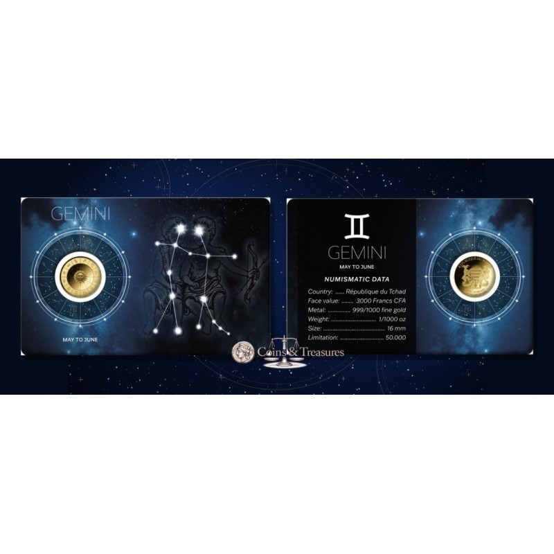 ZODIAC SIGNS GEMINI 1/1000 Oz Gold Coin GOLD AND SILVER BULLION
