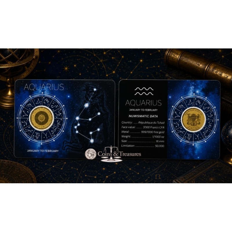 ZODIAC SIGNS AQUARIUS 1/1000 Oz Gold Coin GOLD AND SILVER BULLION