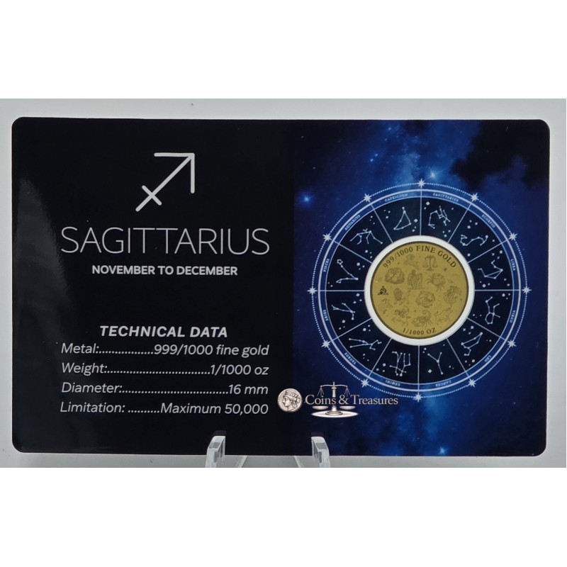 ZODIAC SIGNS Sagittarius 1/1000 Oz Gold Coin GOLD AND SILVER BULLION
