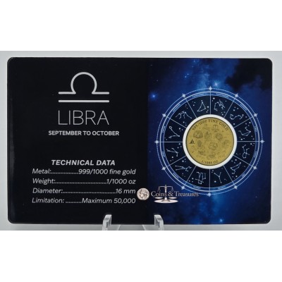 ZODIAC SIGNS Libra 1/1000 Oz Gold Coin
