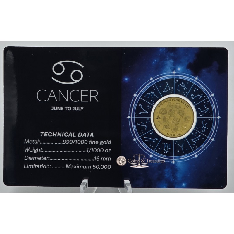 ZODIAC SIGNS Cancer 1/1000 Oz Gold Coin GOLD AND SILVER BULLION