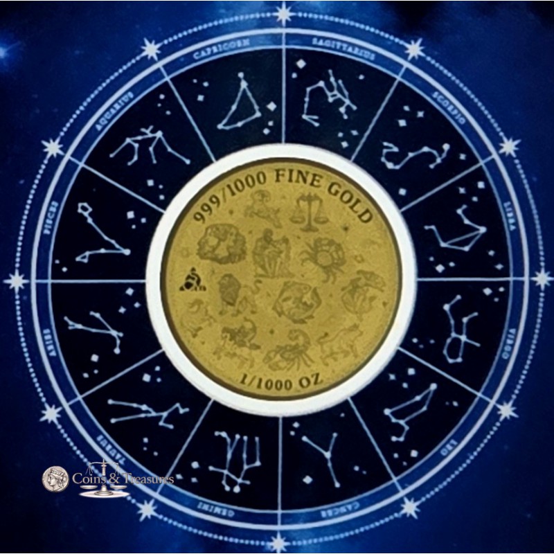 ZODIAC SIGNS LEO 1/1000 Oz Gold Coin 3000 Francs Chad GOLD AND SILVER BULLION