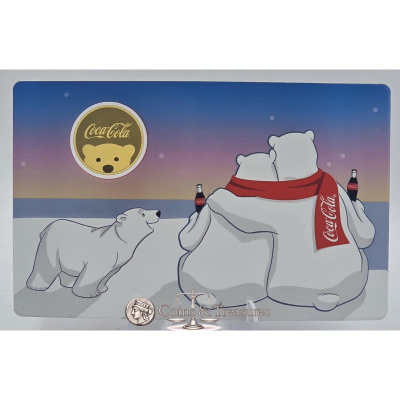 COCA COLA collection 1/1000 Oz .999 Gold 3 coin cards in Album GOLD AND SILVER BULLION