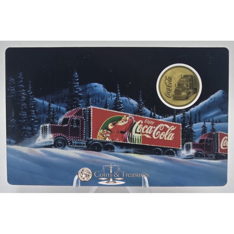 Coca Cola Christmas Truck 1/1000 Oz .999 Gold in Coin card GOLD AND SILVER BULLION
