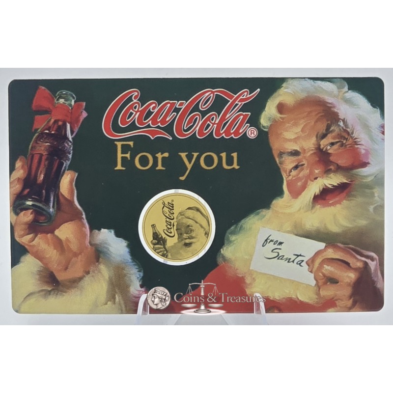 Coca Cola Santa Christmas 1/1000 Oz .999 Gold in Coin card 2023 GOLD AND SILVER BULLION