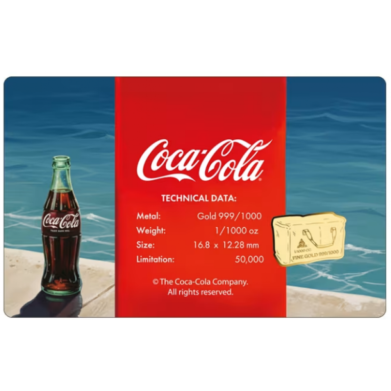 COCA COLA Vintage Bag 1/1000 Oz Gold 999 Coin Medal GOLD AND SILVER BULLION