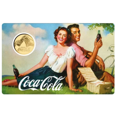 COCA COLA Vintage Picnic 1/1000 Oz Gold 999 Coin Medal