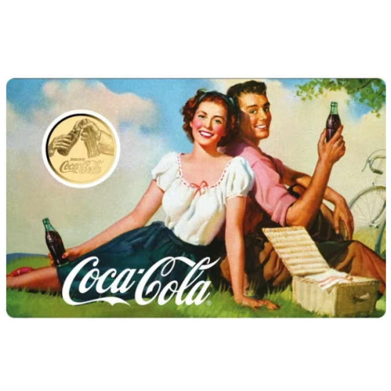COCA COLA Vintage collection 1/1000 Oz .999 Gold 3 coin cards in Album GOLD AND SILVER BULLION