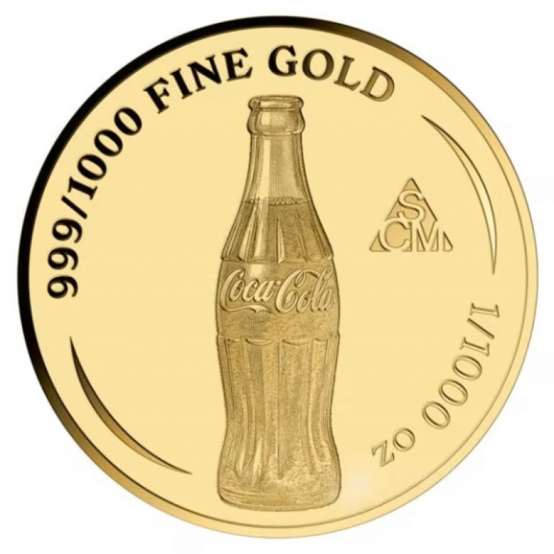 COCA COLA Vintage Picnic 1/1000 Oz Gold 999 Coin Medal GOLD AND SILVER BULLION