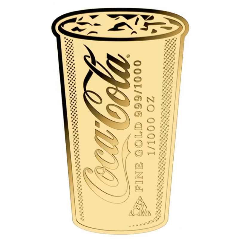 COCA COLA Pop-art Cup 1/1000 Oz Gold 999 Coin Medal GOLD AND SILVER BULLION