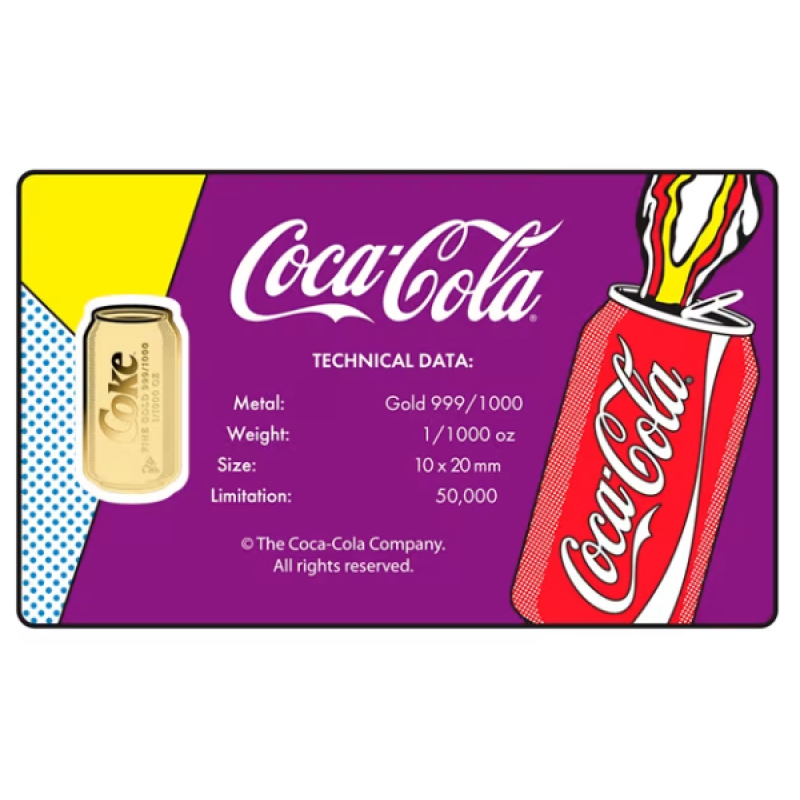 COCA COLA Pop-art Can 1/1000 Oz Gold 999 Coin Medal GOLD AND SILVER BULLION