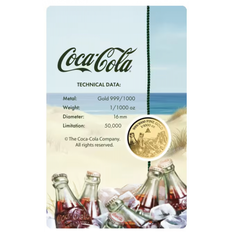 COCA COLA Vintage Refreshment  1/1000 Oz Gold 999 Coin Medal GOLD AND SILVER BULLION