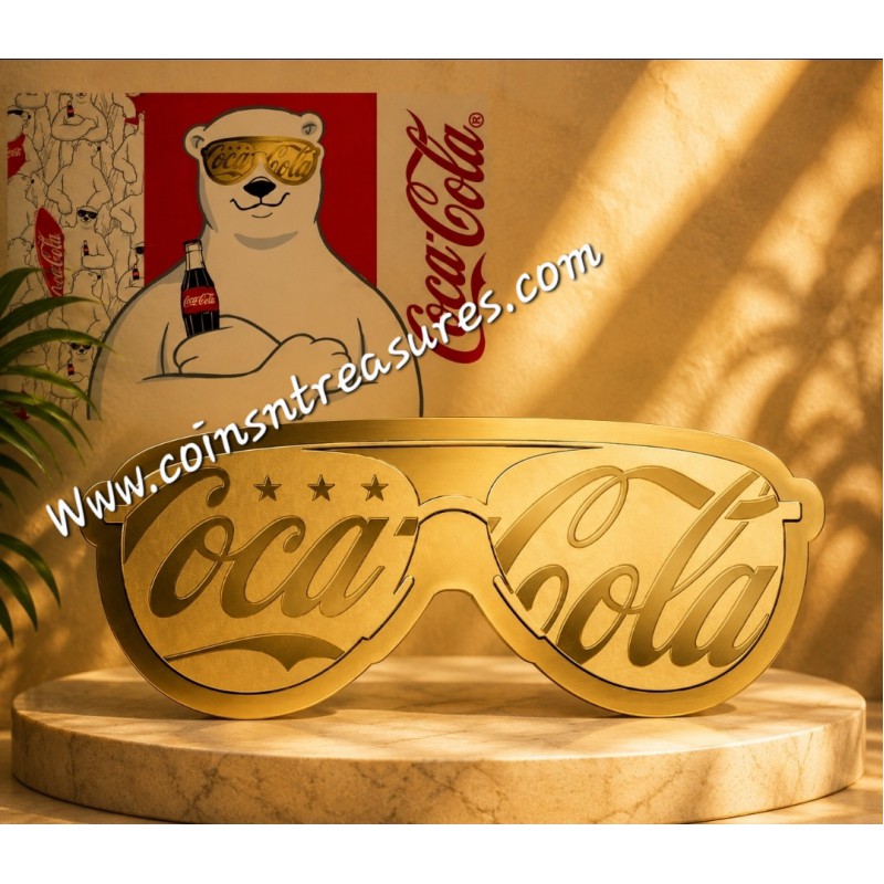 Coca Cola Sunglasses 1/1000 Oz .999 Gold in Coin card 2023 GOLD AND SILVER BULLION