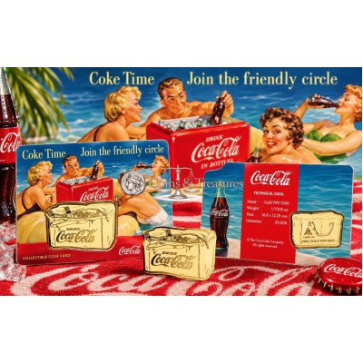 COCA COLA Vintage Bag 1/1000 Oz Gold 999 Coin Medal