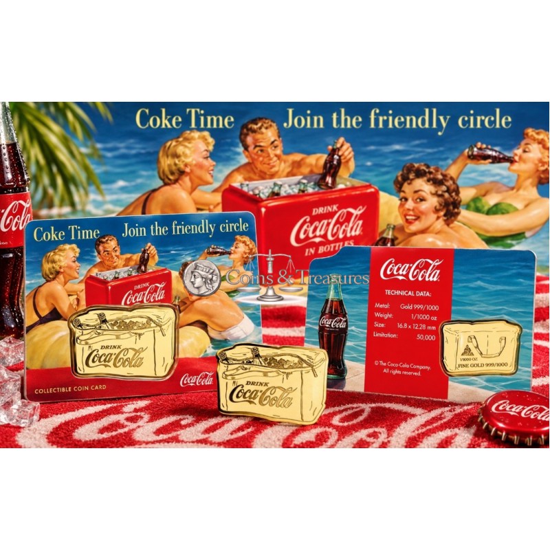 COCA COLA Vintage Bag 1/1000 Oz Gold 999 Coin Medal GOLD AND SILVER BULLION