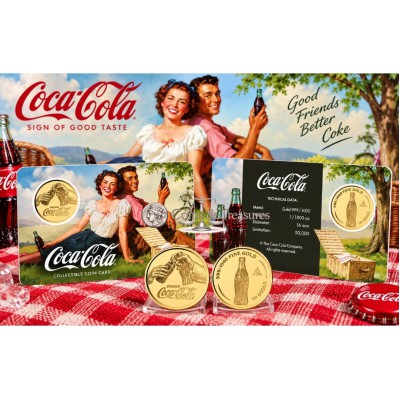 COCA COLA Vintage Picnic 1/1000 Oz Gold 999 Coin Medal