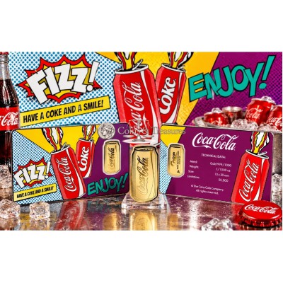 COCA COLA Pop-art Can 1/1000 Oz Gold 999 Coin Medal