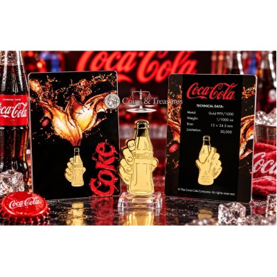 COCA COLA Pop-art Sparkling 1/1000 Oz Gold 999 Coin Medal