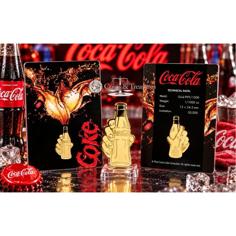 COCA COLA Pop-art Sparkling 1/1000 Oz Gold 999 Coin Medal GOLD AND SILVER BULLION