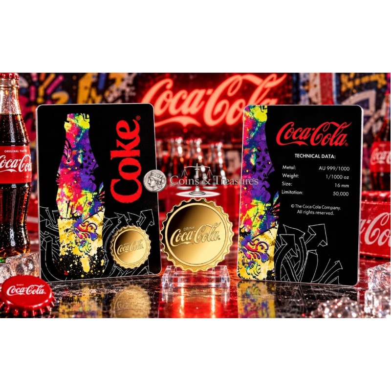 COCA COLA Pop-art Bottle Cap 1/1000 Oz Gold 999 Coin Medal GOLD AND SILVER BULLION